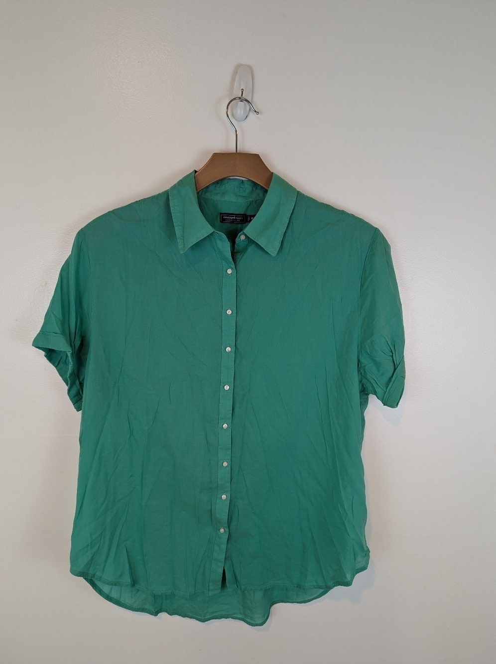 Vineyard Vines Green Lightweight Button Front Shirt, Sz M